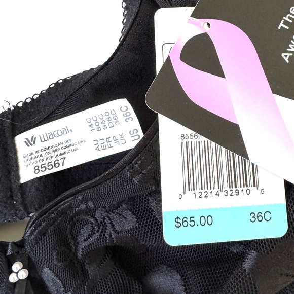 Wacoal "The Awareness" Underwire Bra #85567 Black - Size 36C - New with Tags - Picture 2 of 2